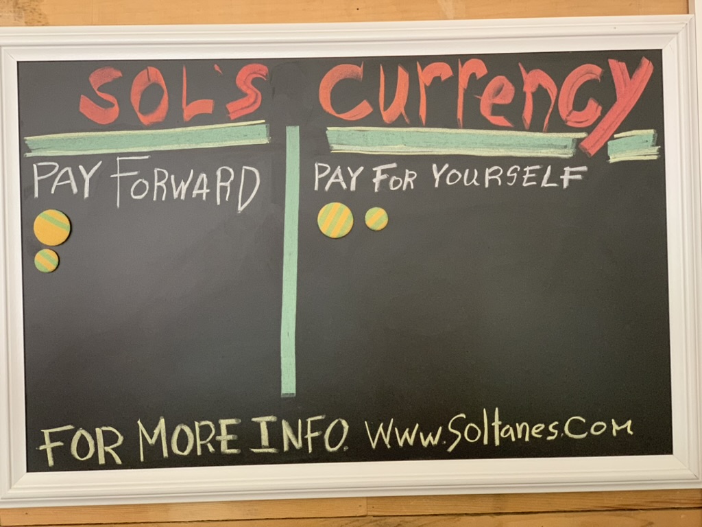Sol's Currency pay forward board